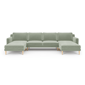 Klem Slim 348 X 171 Köşe Ahşap Ayak - Kadife Çağla Yeşili