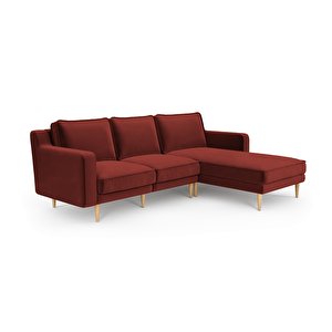Klem Slim 240 X 171 Köşe Ahşap Ayak - Kadife Paslı Kırmızı