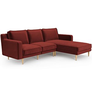 Klem Slim 240 X 171 Köşe Ahşap Ayak - Kadife Paslı Kırmızı