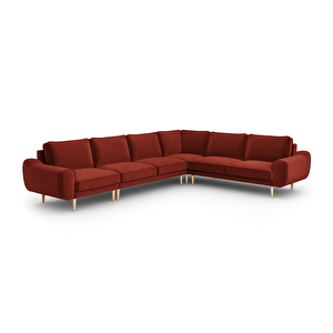 Klem 341 X 264 Köşe Ahşap Ayak - Kadife Paslı Kırmızı