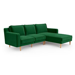 Klem Slim 240 X 171 Köşe Ahşap Ayak - Kadife Zümrüt Yeşili