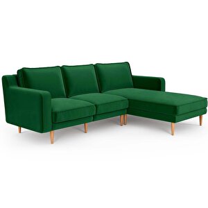 Klem Slim 240 X 171 Köşe Ahşap Ayak - Kadife Zümrüt Yeşili