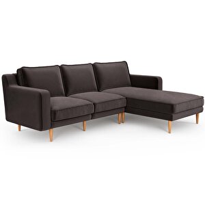 Klem Slim 240 X 171 Köşe Ahşap Ayak - Kadife Kül Gri