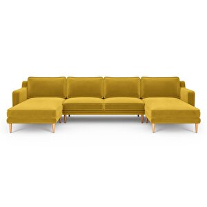 Klem Slim 348 X 171 Köşe Ahşap Ayak - Kadife Hardal