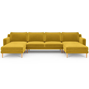 Klem Slim 348 X 171 Köşe Ahşap Ayak - Kadife Hardal
