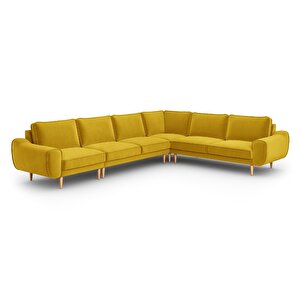 Klem 341 X 264 Köşe Ahşap Ayak - Kadife Hardal