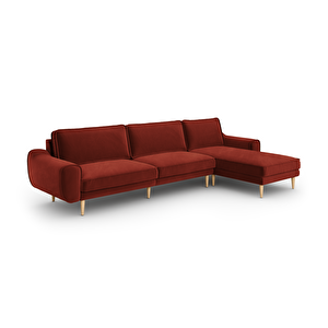 Klem 326 X 171 Köşe Ahşap Ayak - Kadife Paslı Kırmızı