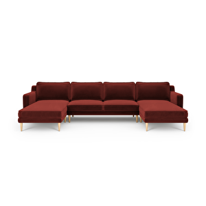 Klem Slim 348 X 171 Köşe Ahşap Ayak - Kadife Paslı Kırmızı