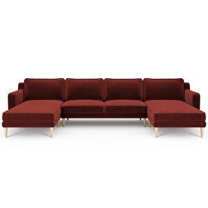 Klem Slim 348 X 171 Köşe Ahşap Ayak - Kadife Paslı Kırmızı