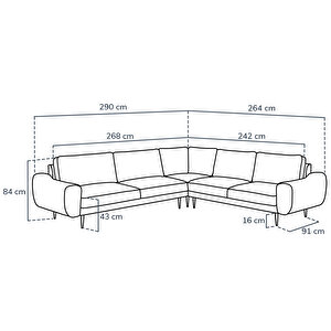 Klem 290 X 264 Köşe Ahşap Ayak - Keten Beton Gri