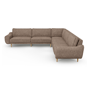 Klem 310 X 264 Köşe Ahşap Ayak - Fitilli Kadife Sütlü Kahve