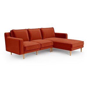 Klem Slim 240 X 171 Köşe Ahşap Ayak - Kadife Kiremit