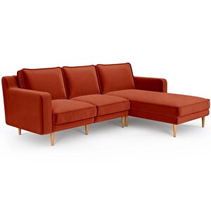 Klem Slim 240 X 171 Köşe Ahşap Ayak - Kadife Kiremit