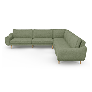 Klem 310 X 264 Köşe Ahşap Ayak - Fitilli Kadife Sisli Yeşil