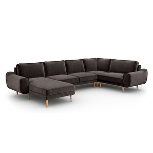 Klem 346 X 210 Köşe Ahşap Ayak - Kadife Kül Gri