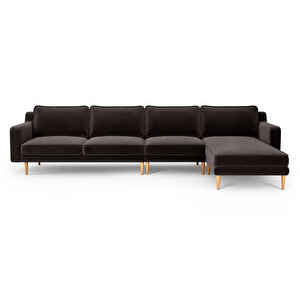 Klem Slim 343 X 171 Köşe Ahşap Ayak - Kadife Kül Gri