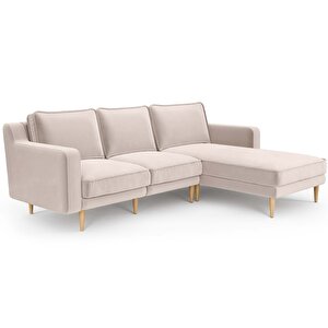 Klem Slim 240 X 171 Köşe Ahşap Ayak - Kadife Ekru