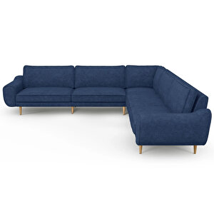 Klem 310 X 264 Köşe Ahşap Ayak - Fitilli Kadife Mavi
