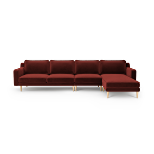Klem Slim 343 X 171 Köşe Ahşap Ayak - Kadife Paslı Kırmızı