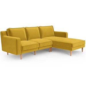 Klem Slim 240 X 171 Köşe Ahşap Ayak - Kadife Hardal
