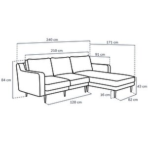 Klem Slim 240 X 171 Köşe Ahşap Ayak - Kadife Hardal