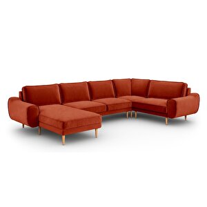 Klem 346 X 210 Köşe Ahşap Ayak - Kadife Kiremit
