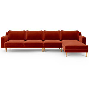 Klem Slim 343 X 171 Köşe Ahşap Ayak - Kadife Kiremit