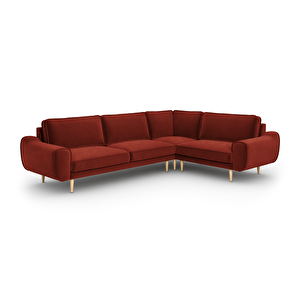 Klem 210 X 290 Köşe Ahşap Ayak - Kadife Paslı Kırmızı
