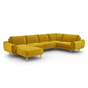 Klem 346 X 210 Köşe Ahşap Ayak - Kadife Hardal