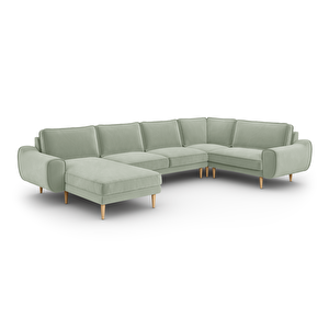 Klem 346 X 210 Köşe Ahşap Ayak - Kadife Çağla Yeşili