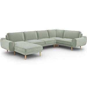 Klem 346 X 210 Köşe Ahşap Ayak - Kadife Çağla Yeşili