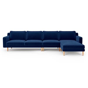 Klem Slim 343 X 171 Köşe Ahşap Ayak - Kadife Gece Mavisi