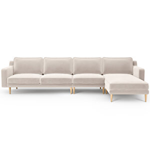 Klem Slim 343 X 171 Köşe Ahşap Ayak - Kadife Vanilya