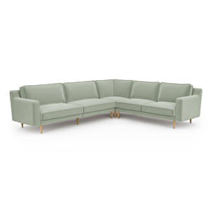 Klem Slim 303 X 257 Köşe Ahşap Ayak - Kadife Çağla Yeşili