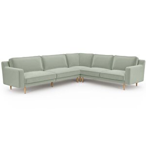 Klem Slim 303 X 257 Köşe Ahşap Ayak - Kadife Çağla Yeşili