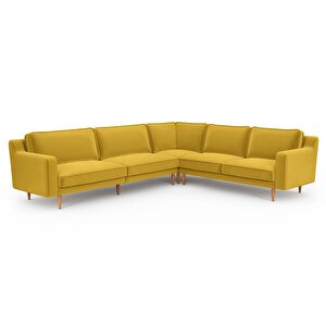 Klem Slim 303 X 257 Köşe Ahşap Ayak - Kadife Hardal