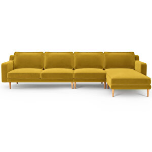 Klem Slim 343 X 171 Köşe Ahşap Ayak - Kadife Hardal