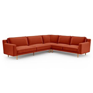Klem Slim 303 X 257 Köşe Ahşap Ayak - Kadife Kiremit