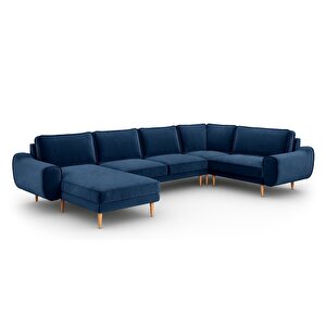 Klem 346 X 210 Köşe Ahşap Ayak - Kadife Gece Mavisi
