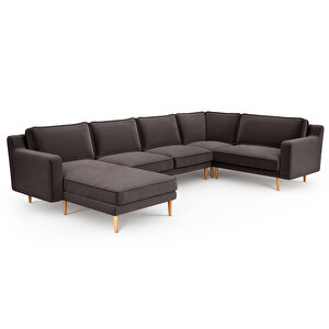 Klem Slim 339 X 203 Köşe Ahşap Ayak - Kadife Kül Gri