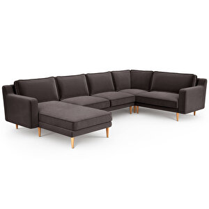 Klem Slim 339 X 203 Köşe Ahşap Ayak - Kadife Kül Gri