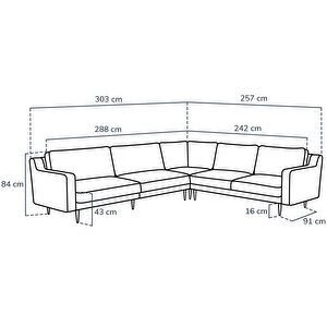 Klem Slim 303 X 257 Köşe Ahşap Ayak - Kadife Haki