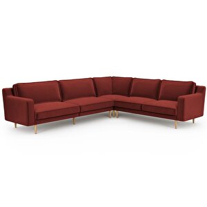 Klem Slim 303 X 257 Köşe Ahşap Ayak - Kadife Paslı Kırmızı