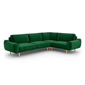 Klem 210 X 290 Köşe Ahşap Ayak - Kadife Zümrüt Yeşili