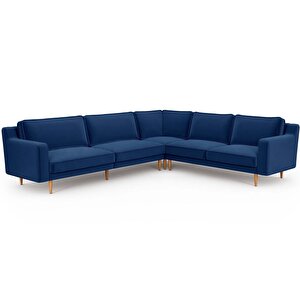 Klem Slim 303 X 257 Köşe Ahşap Ayak - Kadife Gece Mavisi