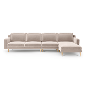 Klem Slim 343 X 171 Köşe Ahşap Ayak - Kadife Ekru