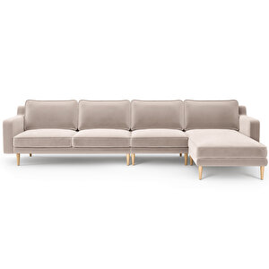 Klem Slim 343 X 171 Köşe Ahşap Ayak - Kadife Ekru