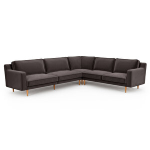 Klem Slim 303 X 257 Köşe Ahşap Ayak - Kadife Kül Gri