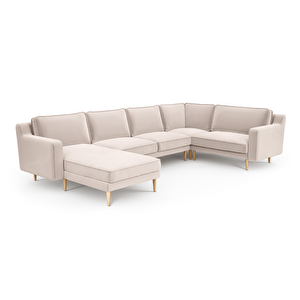 Klem Slim 339 X 203 Köşe Ahşap Ayak - Kadife Ekru