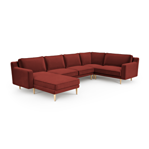 Klem Slim 339 X 203 Köşe Ahşap Ayak - Kadife Paslı Kırmızı